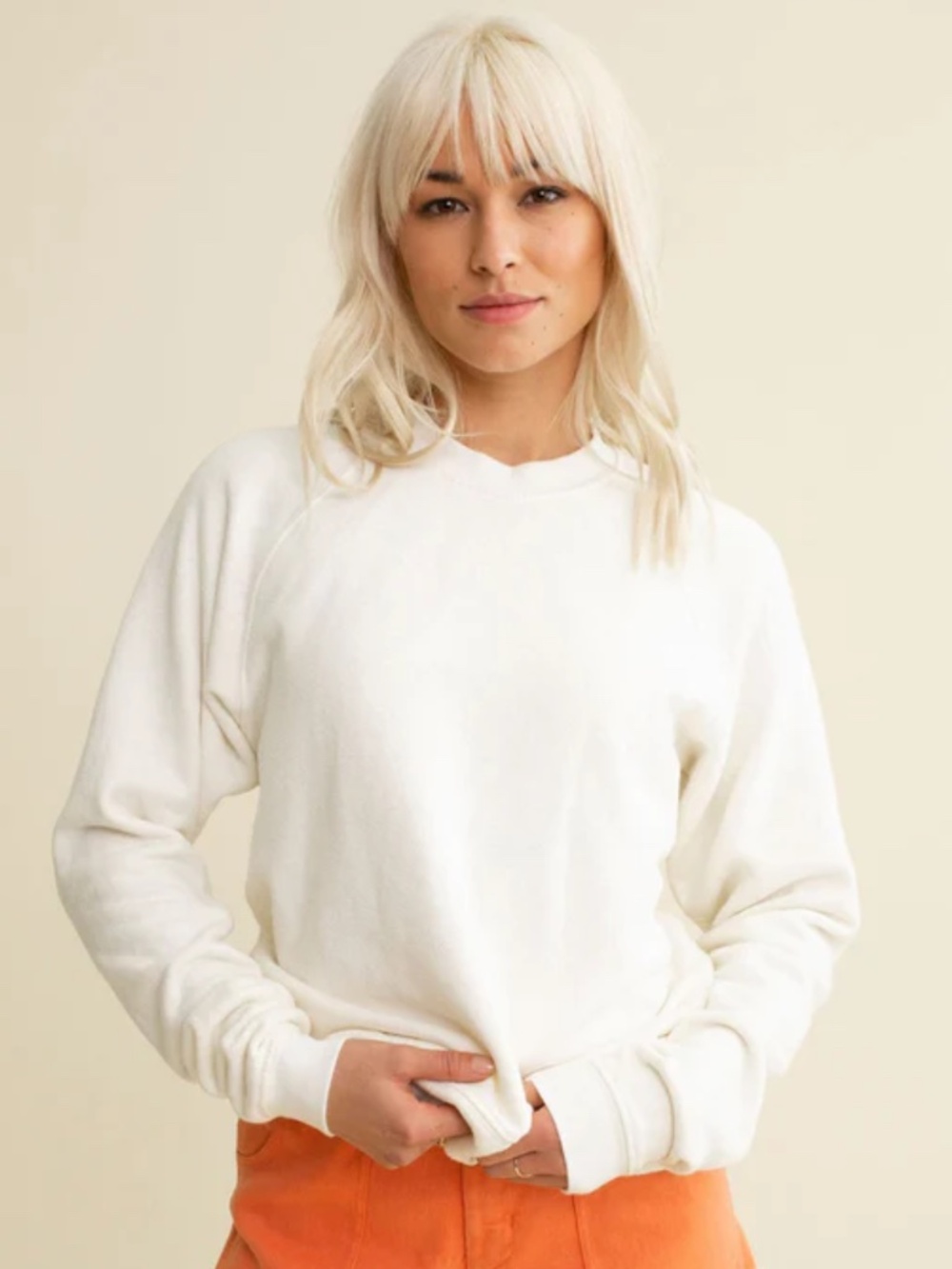 Jungmaven Sierra Raglan Hemp Fleece Sweatshirt - Washed White | Size S